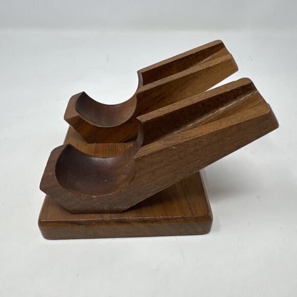 Decatur‎ Collection Genuine Walnut Double Pipe Smoking Pipe Stand - Picture 4 of 5